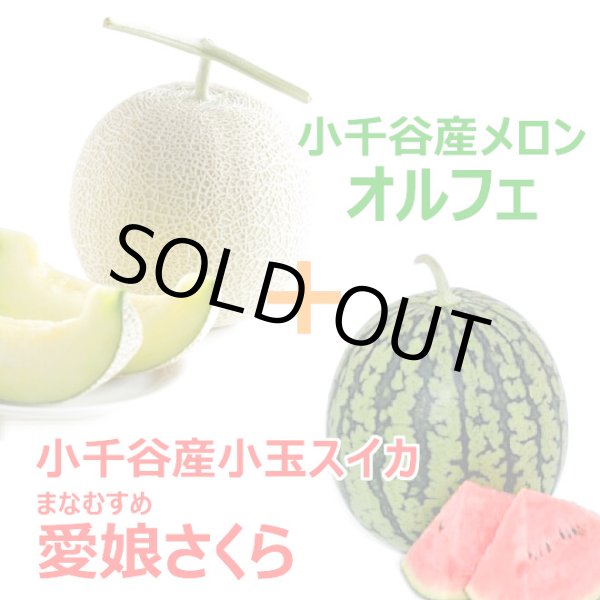 画像1: 小千谷産小玉スイカ「愛娘さくら」＋小千谷産メロン「オルフェ」各１玉箱入り (1)